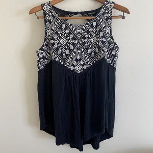 Lucky Brand Linen Embroidered Tank - Size Small